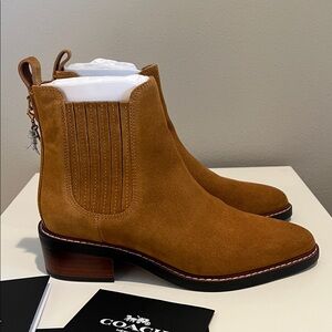 Coach Tan Leather Chelsea Booties